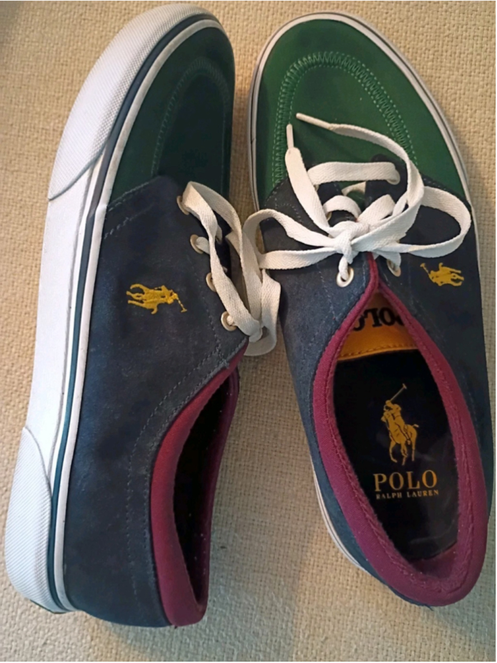 Polo Ralph Lauren-Faxon X "Navy/Green/Plum Colorblock Embroidered Pony Sneaker-9